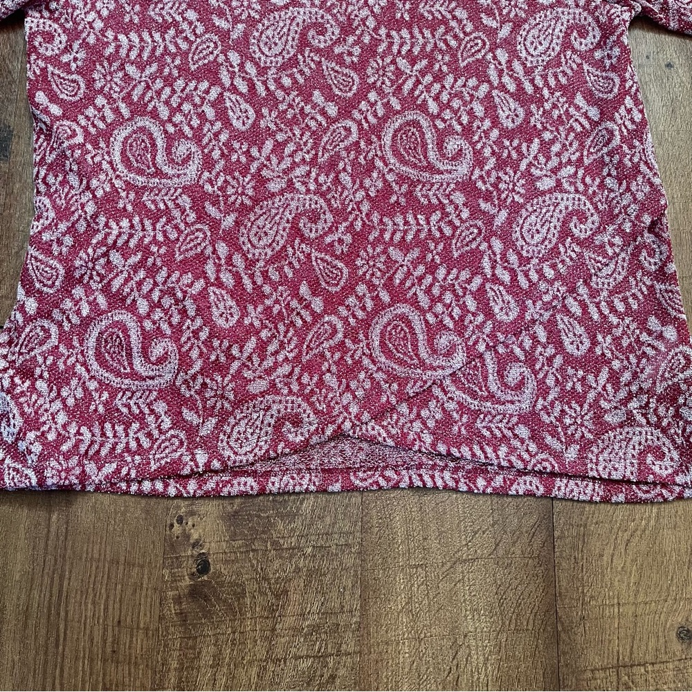 NWT lucky brand high low bell sleeve blouse top shirt women Sz 1X red white - Picture 6 of 10